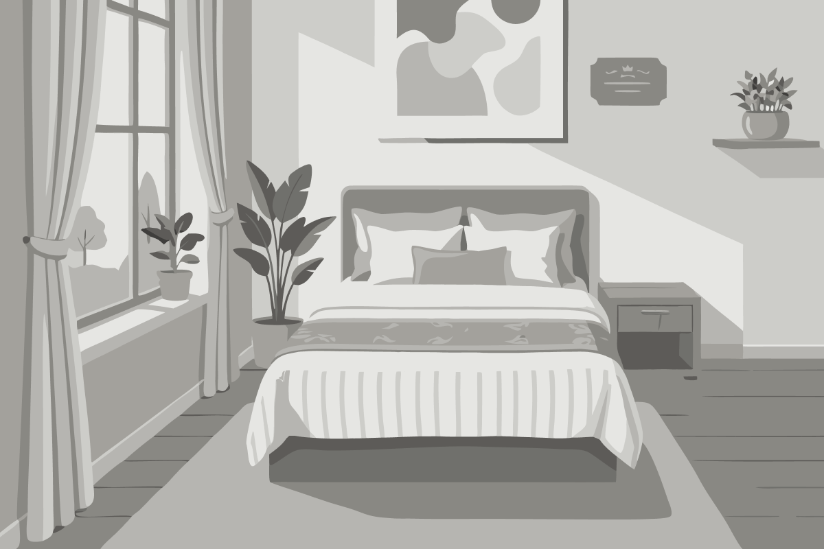 Habitación con cama grande y vistas al jardín